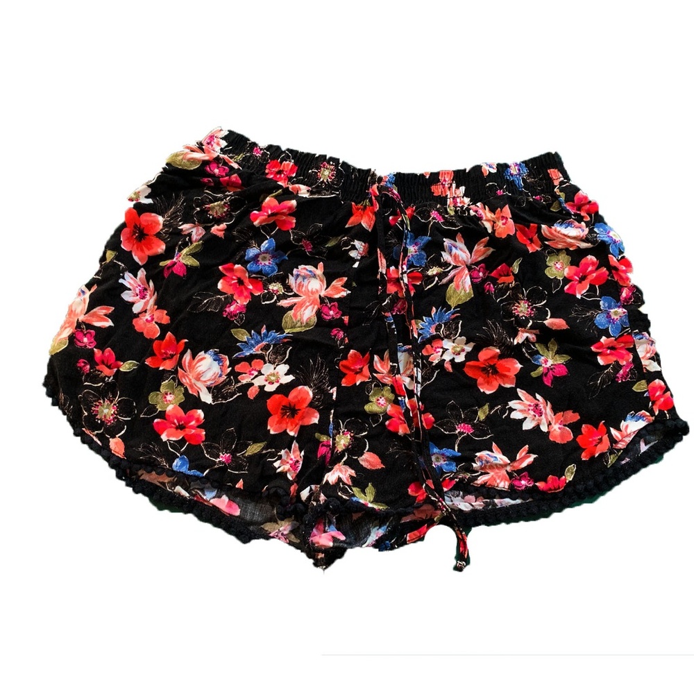Black Floral Shorts